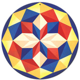 8 Point Quilt Red White Blue 14 x 14 Round Metal Sign