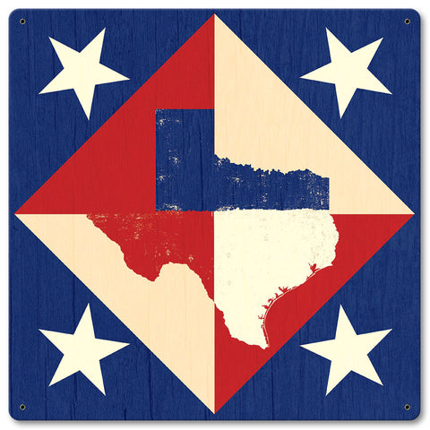 Texas Star Quilt 12 x 12 Satin Metal Sign