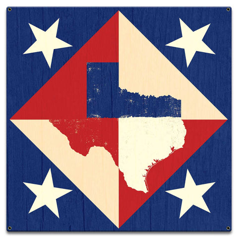 Texas Star Quilt 18 x 18 Custom Shape Metal Sign