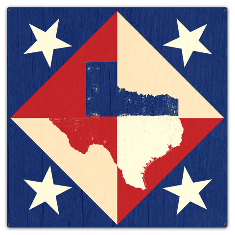 Texas Star Quilt 36 x 36 Custom Shape Metal Sign
