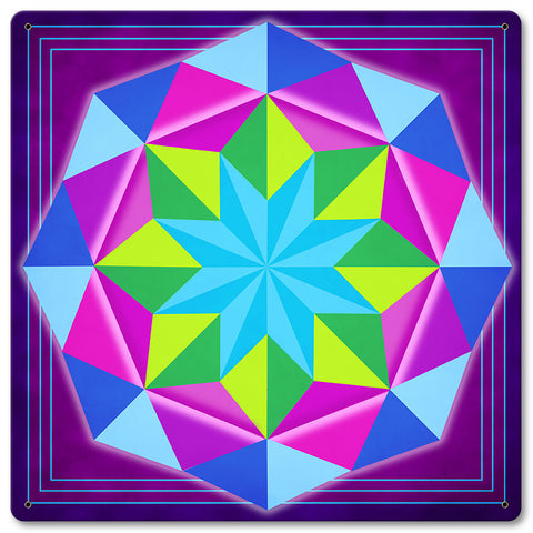 8 Point Quilt Magenta 12 x 12 Satin Metal Sign