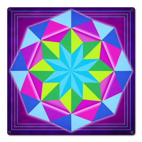 8 Point Quilt Magenta 18 x 18 Custom Shape Metal Sign