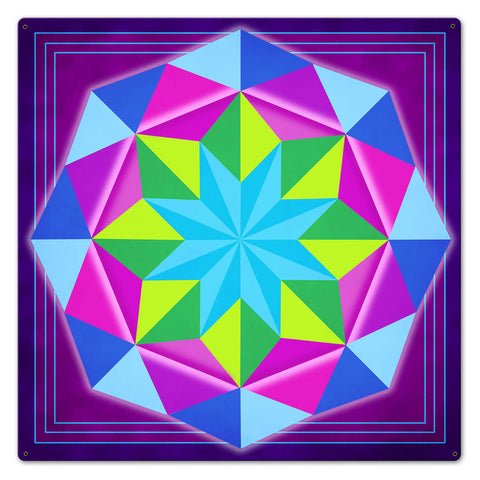 8 Point Quilt Magenta 24 x 24 Custom Shape Metal Sign