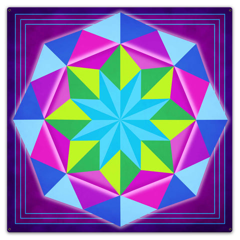 8 Point Quilt Magenta 36 x 36 Custom Shape Metal Sign