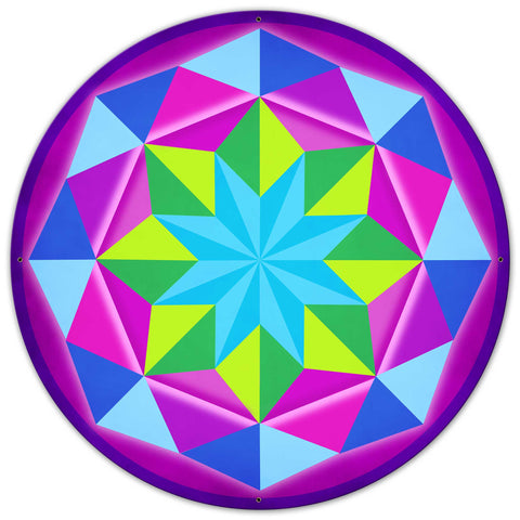 8 Point Quilt Magenta 36 x 36 Custom Shape Metal Sign