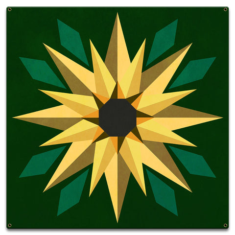 Sunflower Green Background 18 x 18 Custom Shape Metal Sign