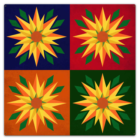 Sunflowers 4 up 36 x 36 Custom Shape Metal Sign
