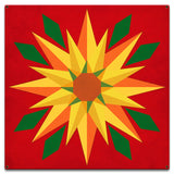 Sunflower Red Background 18 x 18 Custom Shape Metal Sign