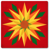 Sunflower Red Background 12 x 12 Satin Metal Sign