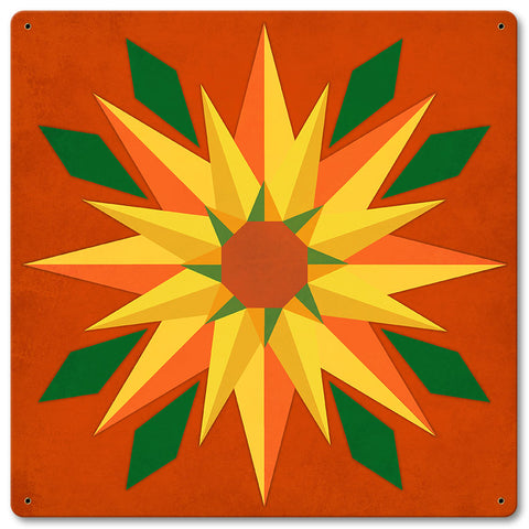 Sunflower Orange Background 12 x 12 Satin Metal Sign
