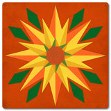 Sunflower Orange Background 12 x 12 Satin Metal Sign