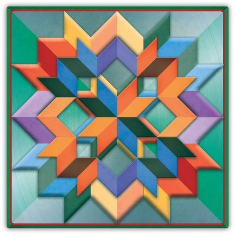 Box Pattern Green Light Background 42 x 42 Custom Shape Metal Sign