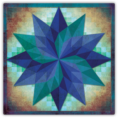 Around The World Starburst Pattern 42 x 42 Custom Shape Metal Sign