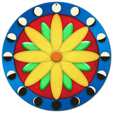 Moon Phases Hex Sign Blue-Red 14 x 14 Round Metal Sign