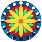 Moon Phases Hex Sign Blue Red 14 x 14 Round Metal Sign