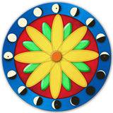 Moon Phases Hex Sign Blue-Red 28 x 28 Round Metal Sign