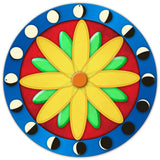 Moon Phases Hex Sign Blue Red 36 x 36 Custom Shape Metal Sign