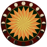 Moon Phases Starburst Red Green 14 x 14 Round Metal Sign