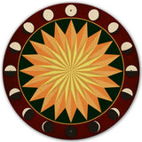 Moon Phases Starburst Red-Green 28 x 28 Round Metal Sign