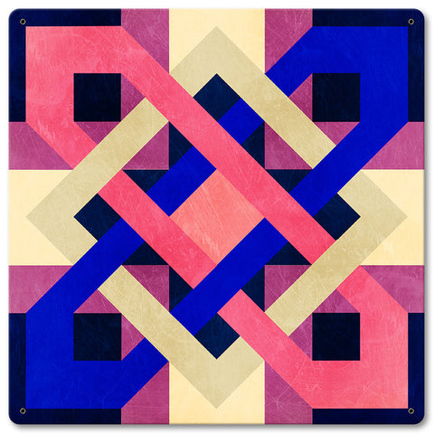 Barn Quilt Blue Magenta 12 x 12 Satin Metal Sign