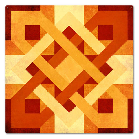 Barn Quilt Orange Yellow 24 x 24 Custom Shape Metal Sign