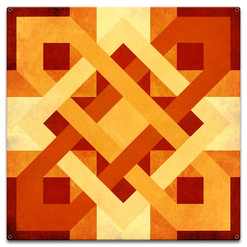 Barn Quilt Orange Yellow 18 x 18 Custom Shape Metal Sign