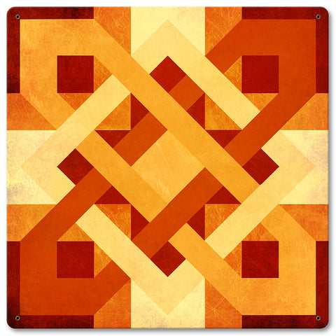 Barn Quilt Orange Yellow 12 x 12 Satin Metal Sign