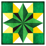 Five Square Quilt Green Yellow 36 x 36 Custom Shape Metal Sign