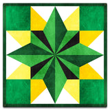 Five Square Quilt Green Yellow 18 x 18 Custom Shape Metal Sign