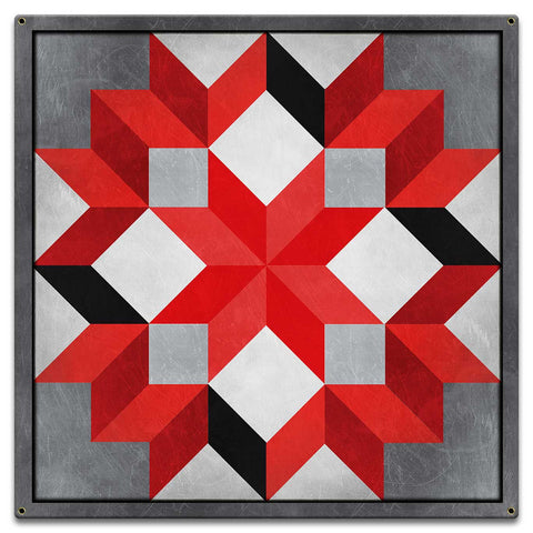 Eight Square Quilt Red Black White 18 x 18 Custom Shape Metal Sign