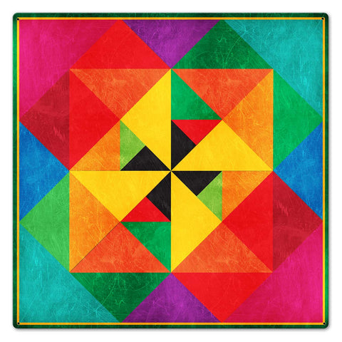 Colorful Pinwheel 24 x 24 Custom Shape Metal Sign