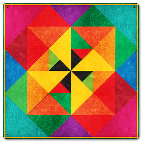Colorful Pinwheel 12 x 12 Satin Metal Sign