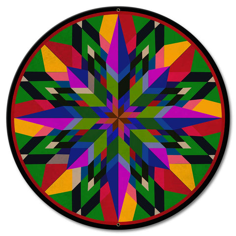16 Point Star Colorful 18 x 18 Custom Shape Metal Sign