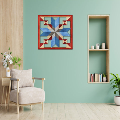 Stepping Stones Cut-out Red Beige Blue 18 x 18 Custom Shape Metal Sign