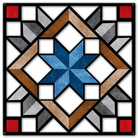 AQP390   Carpenters Wheel Red Black Beige Blue Metal Sign