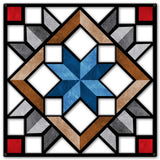 AQP390 - Carpenters Wheel Red Black Beige Blue Metal Sign