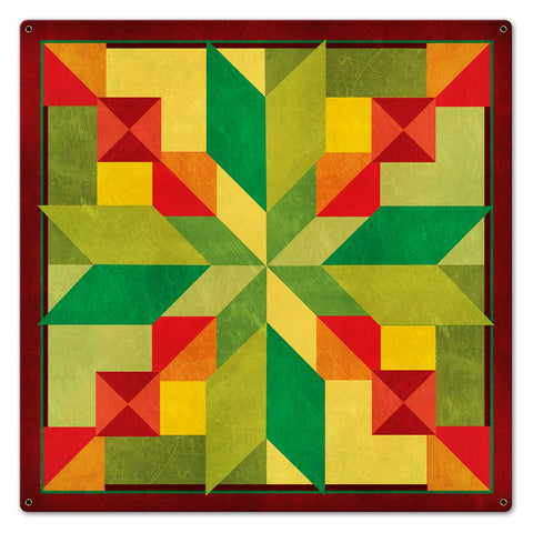 STEPPING STONES GREEN ORANGE 24 x 24 Custom Shape Metal Sign