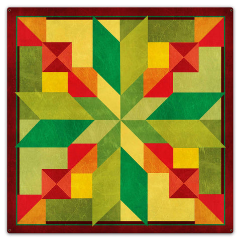 STEPPING STONES GREEN ORANGE 36 x 36 Custom Shape Metal Sign