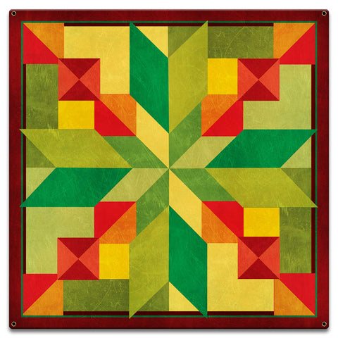 STEPPING STONES GREEN ORANGE 18 x 18 Custom Shape Metal Sign