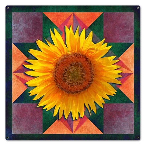 SUNFLOWER FOUR CORNERS 24 x 24 Custom Shape Metal Sign