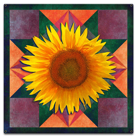 Sunflower Four Corners 18 x 18 Custom Shape Metal Sign