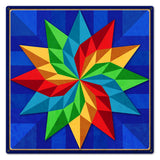 Pinwheel Quilt Blue Green Yellow Red 24 x 24 Custom Shape Metal Sign