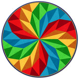 Pinwheel Blue Green Yellow Red 14 x 14 Round Metal Sign