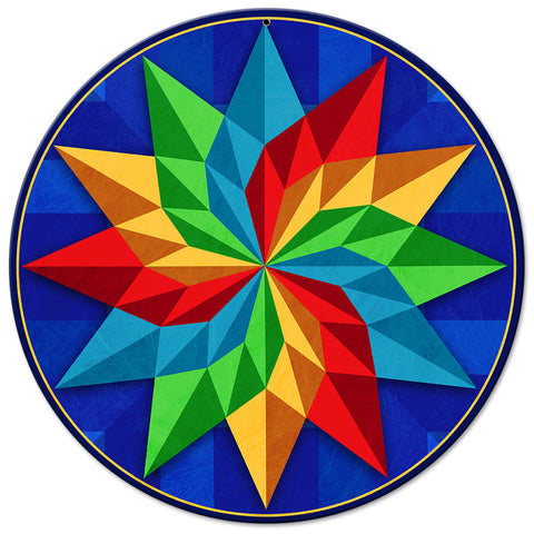 Pinwheel With Bkgd 14 x 14 Round Metal Sign