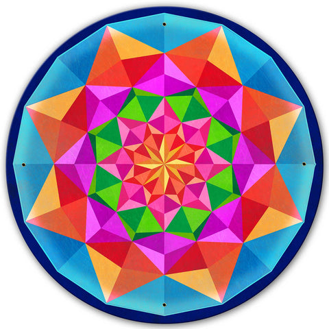 Arabesque Quilt Blue 28 x 28 Custom Shape Metal Sign