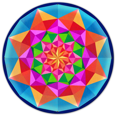 Arabesque Quilt Blue 36 x 36 Custom Shape Metal Sign