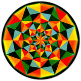 Arabesque Quilt Green Orange 14 x 14 Round Metal Sign