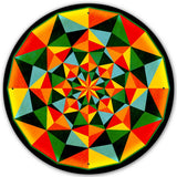 Arabesque Quilt Green Orange 28 x 28 Custom Shape Metal Sign