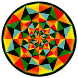 Arabesque Quilt Green Orange 36 x 36 Custom Shape Metal Sign