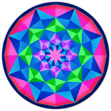 Arabesque Quilt Blue Green Mag 14 x 14 Round Metal Sign